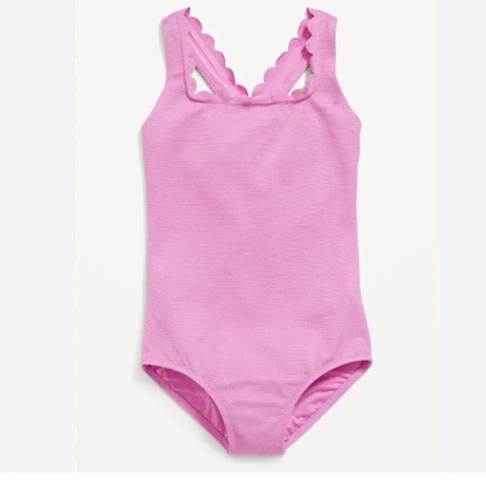 NWT Old Navy Girls Pink Textured Swimsuit Size Large (10-12)